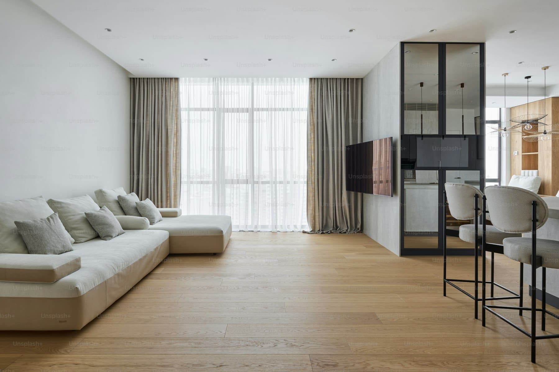 Open-plan living and dining space after a whole-home renovation